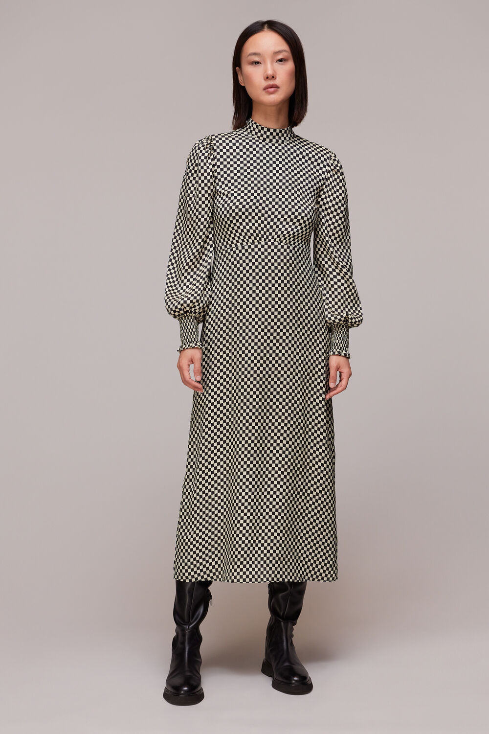Darcie Checkerboard Midi Dress