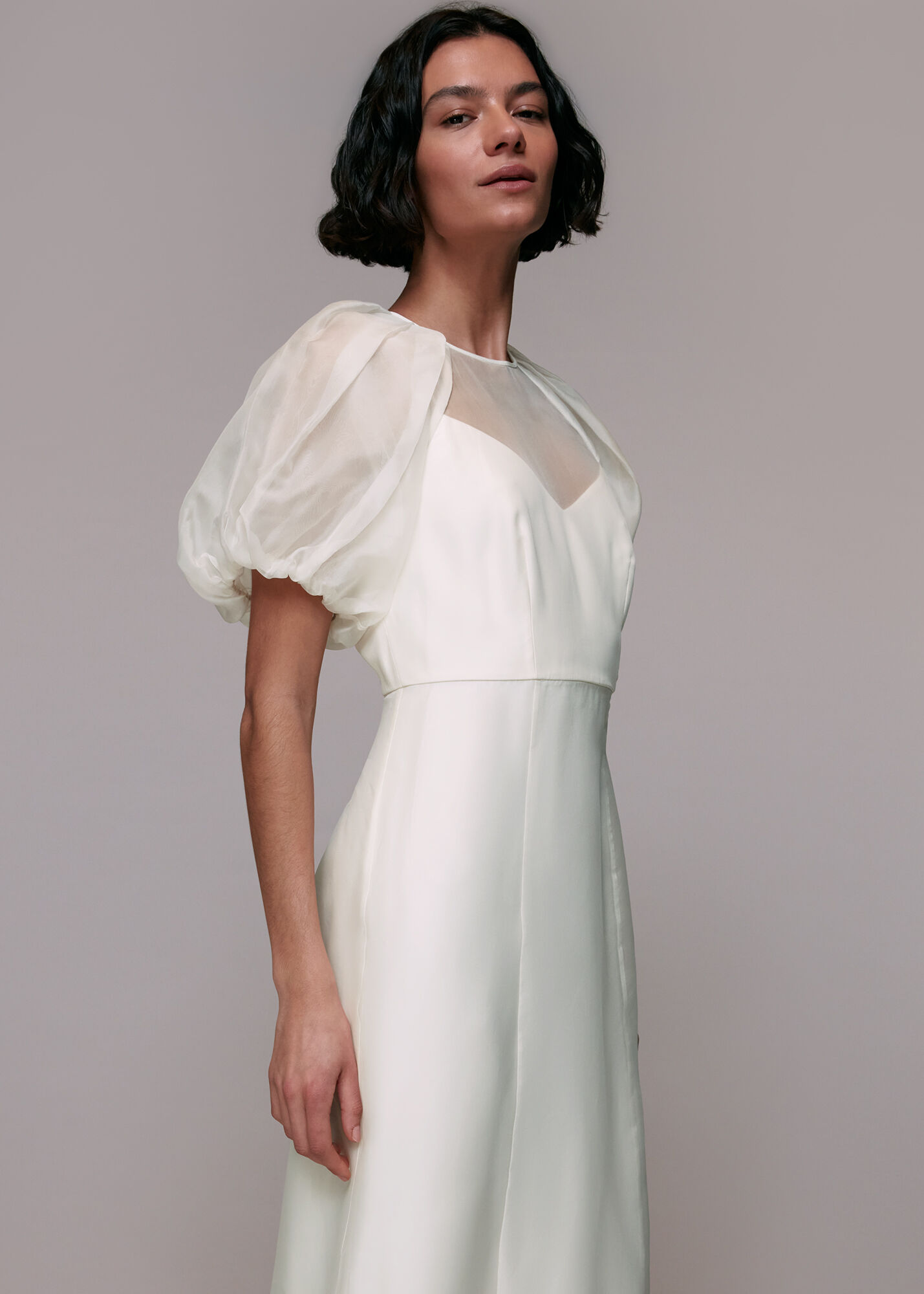Ivory/Multi Sabrina Silk Wedding Dress | WHISTLES
