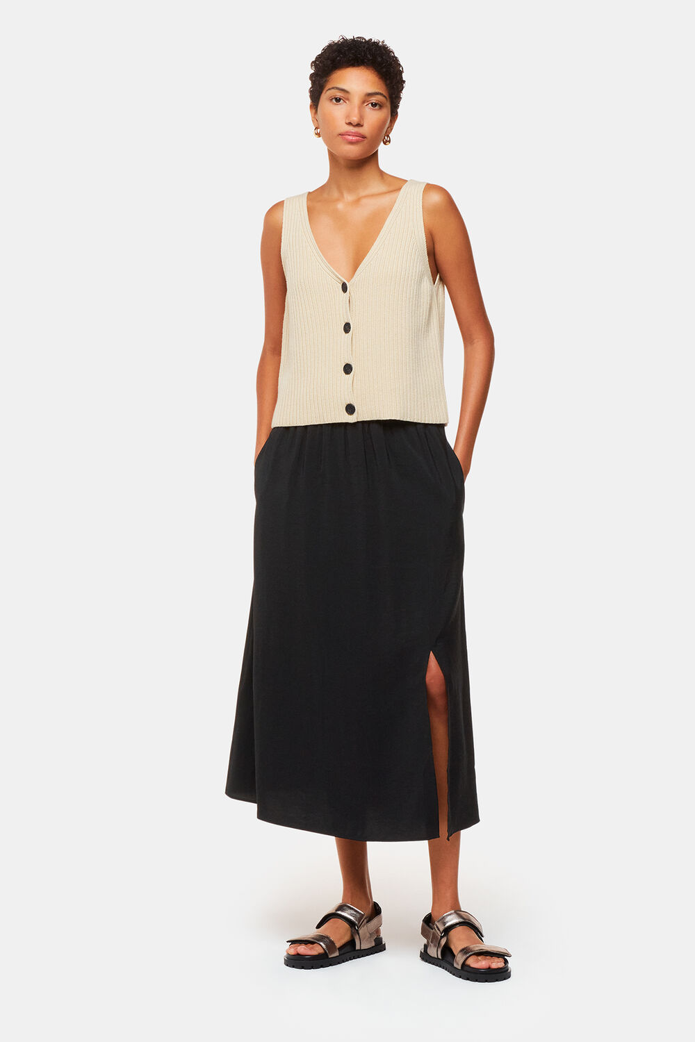 Black Eva Elasticated Waist Skirt
