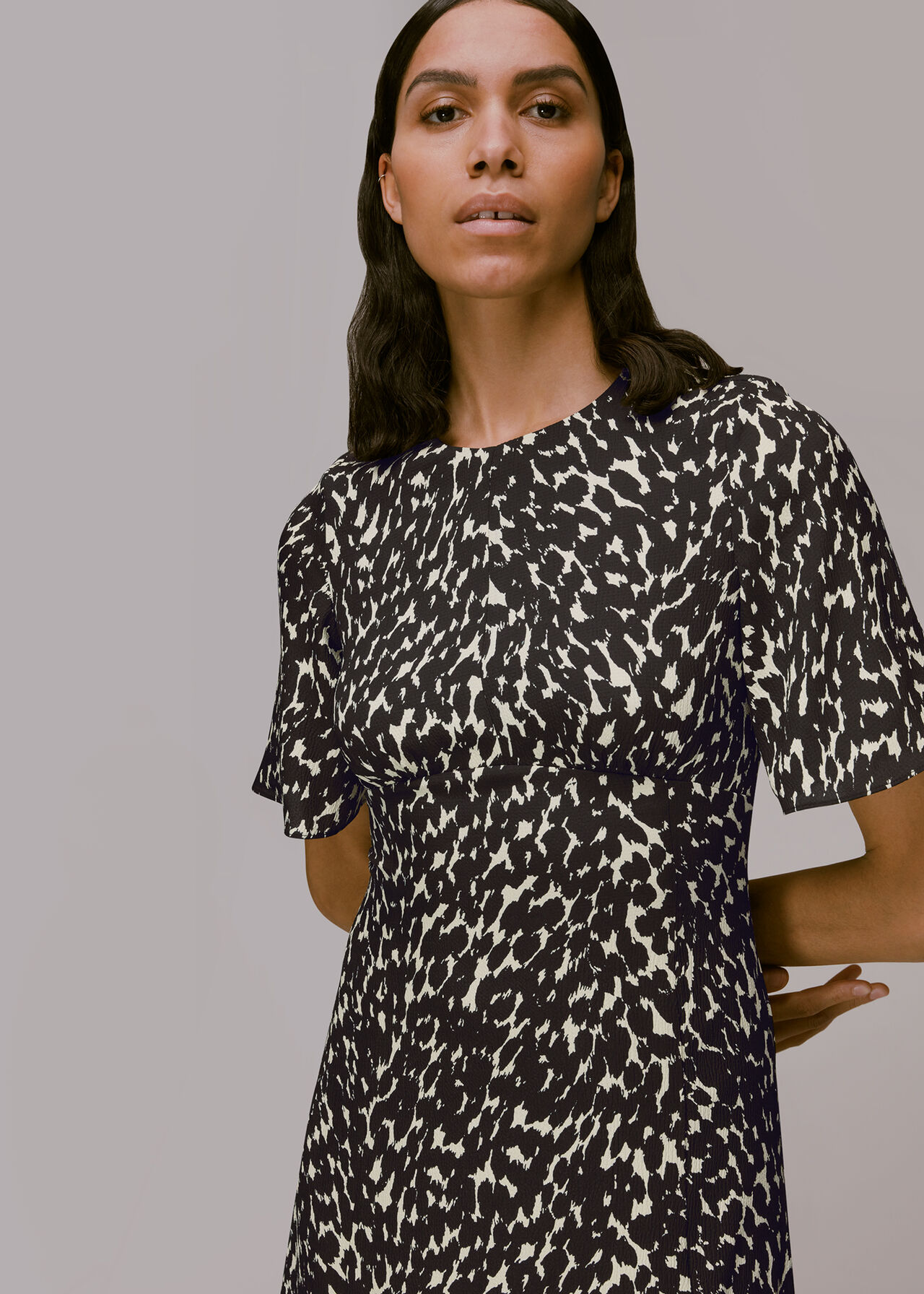 Black/Multi Sahara Cat Alana Dress | WHISTLES | Whistles ROW