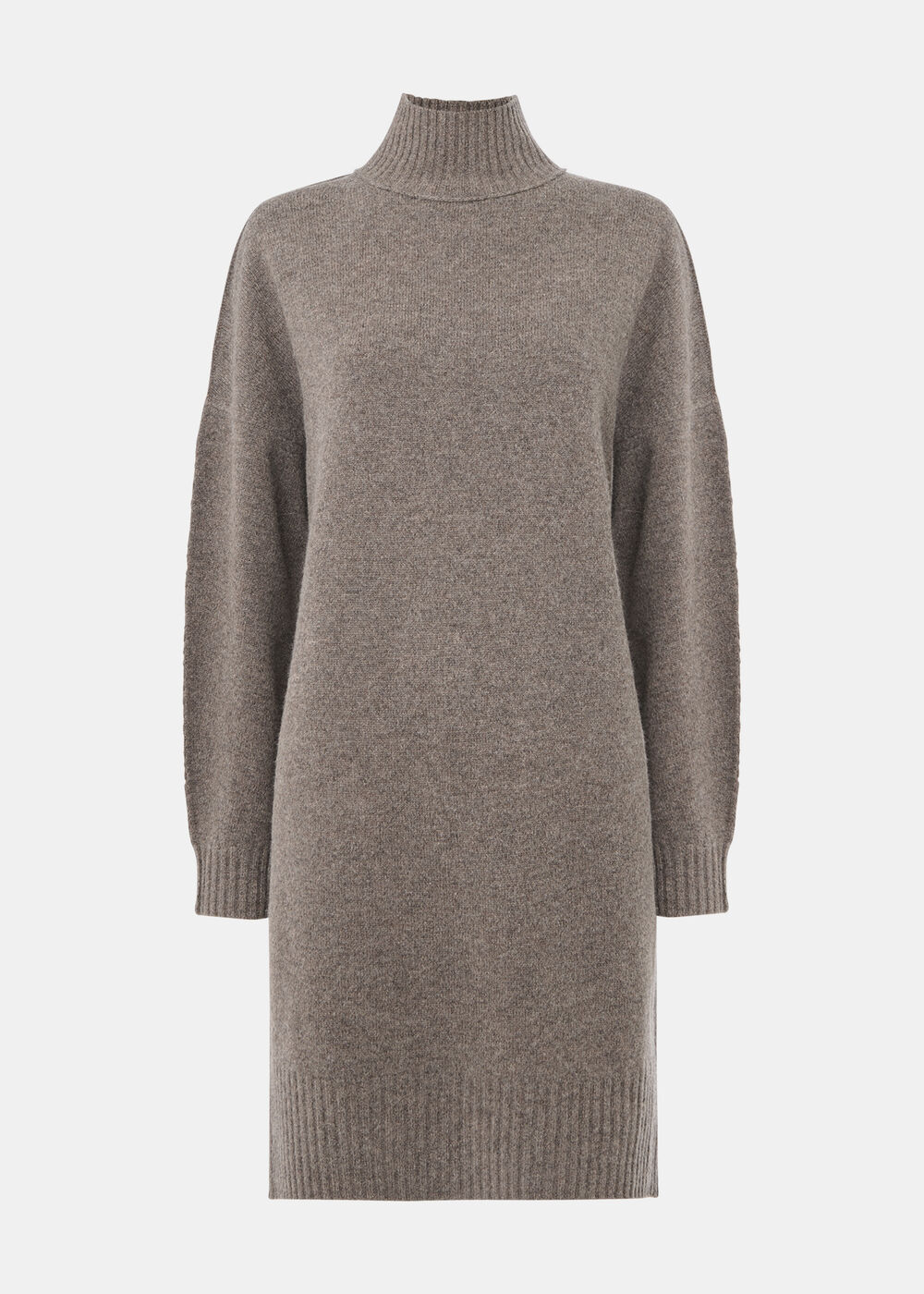 Petite Funnel Neck Wool Mini Dress