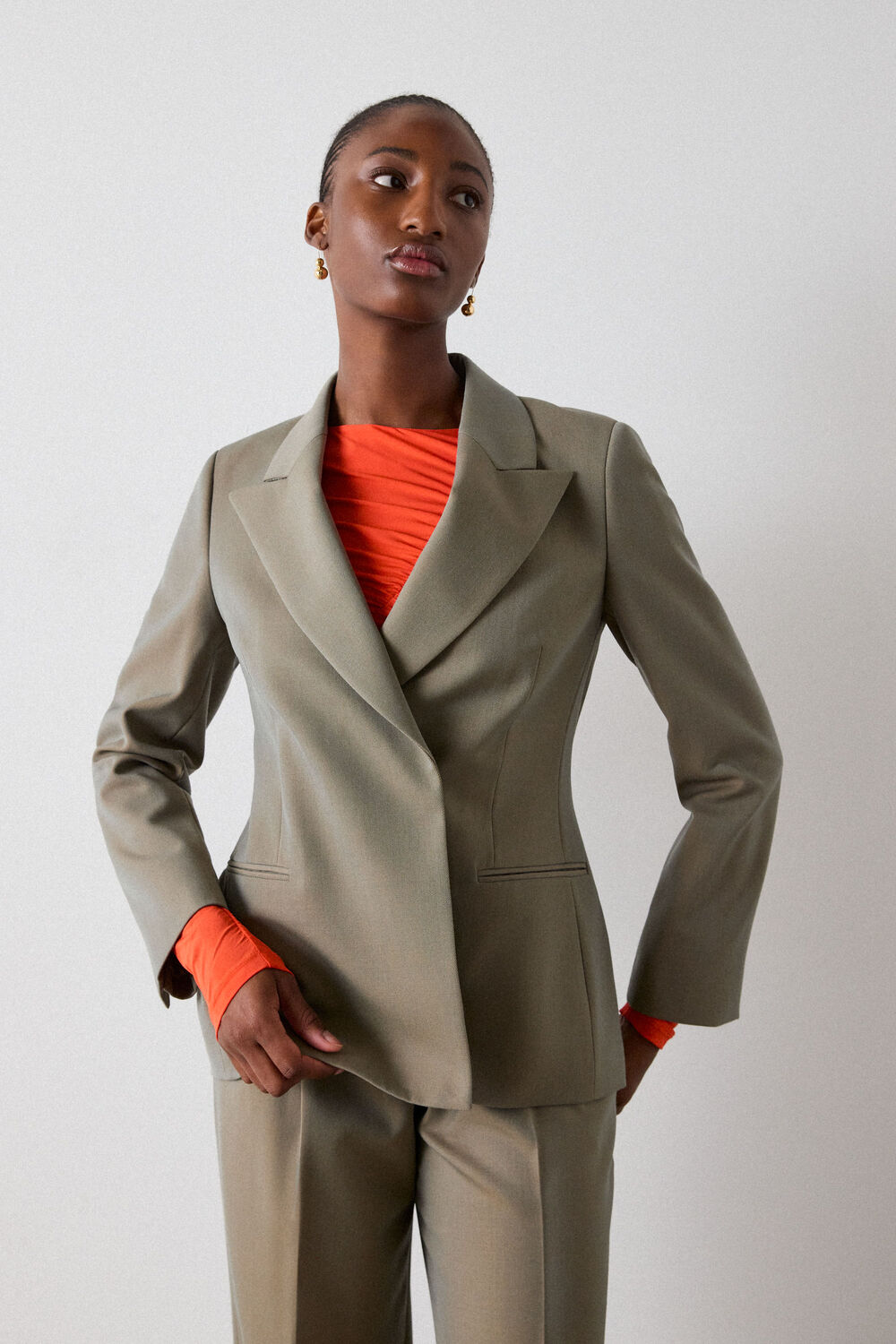 Taupe Double Breasted Blazer