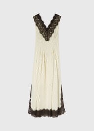 Lace V Neck Spot Midi Dress