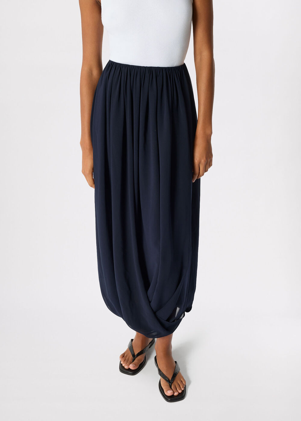 Draped Bubble Hem Skirt