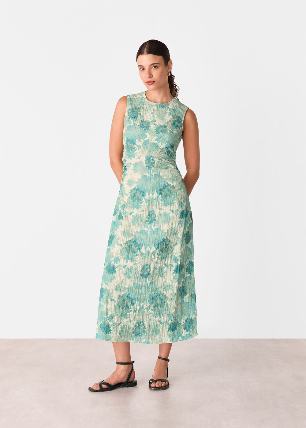 Floral Textured Midi Dress