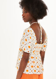 Flower Diamond Tie Detail Top