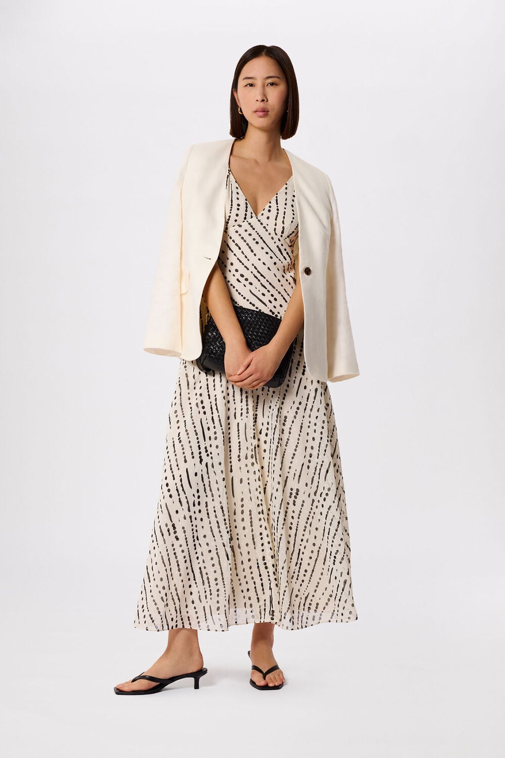 Collarless Linen Blazer