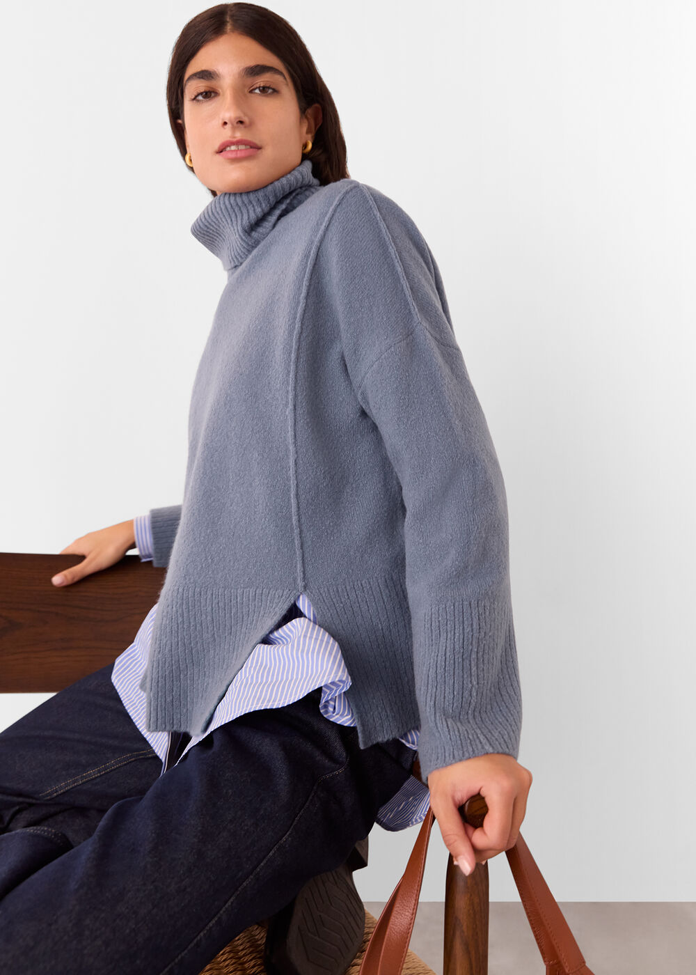 Wool Mix Roll Neck Knit