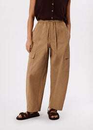 Petite Utility Cotton Barrel Trouser
