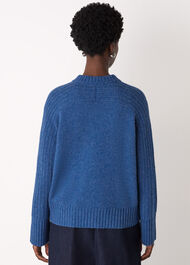 Wool Ribbed Sleeve V Neck Knit