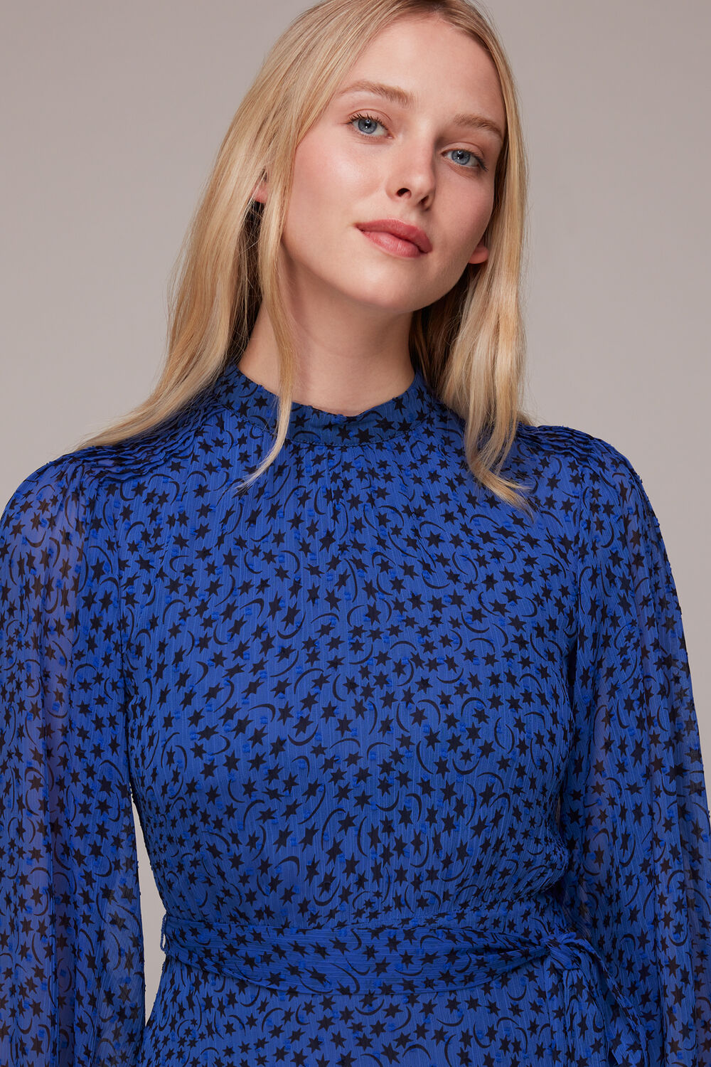 Warped Star Print Dobby Dress