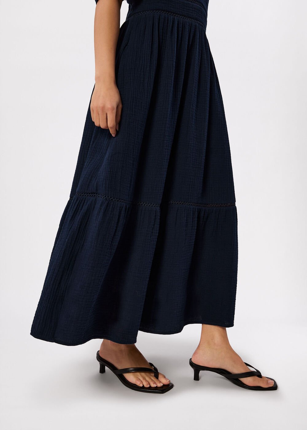 Petite V Neck Textured Midi Dress