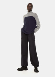 Wool Colour Block Funnel Neck