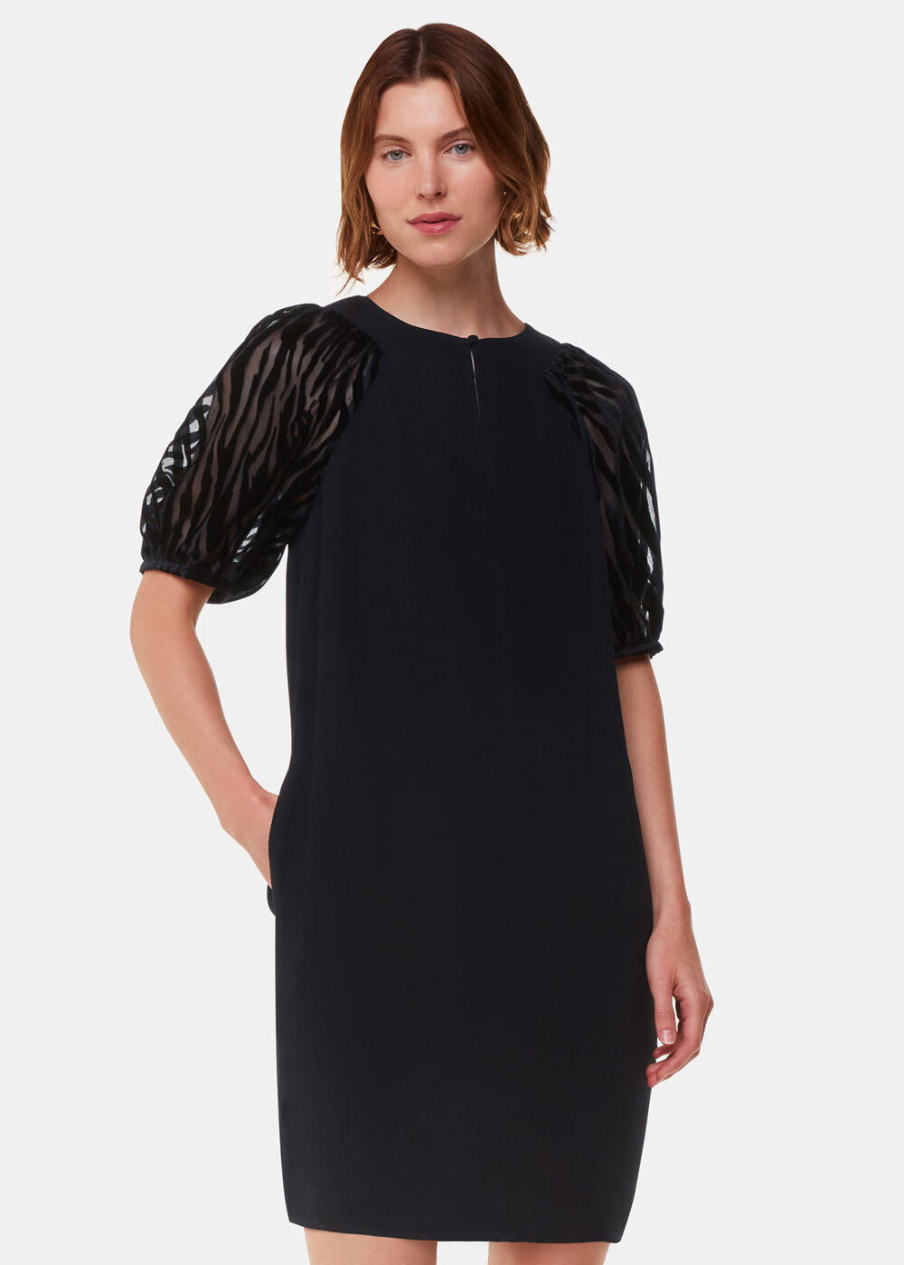 Lucy Zebra Velvet Sleeve Dress
