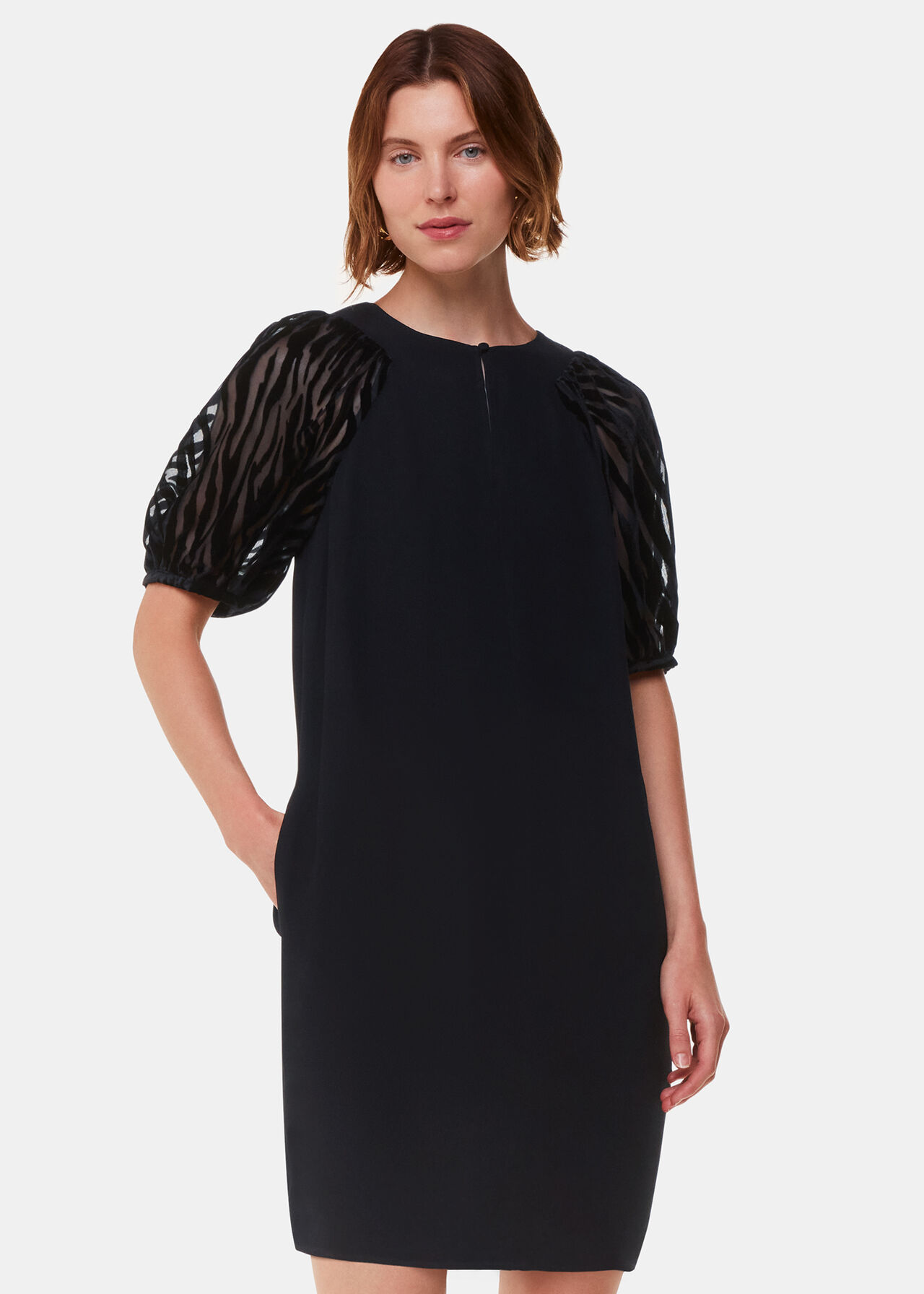 Lucy Zebra Velvet Sleeve Dress