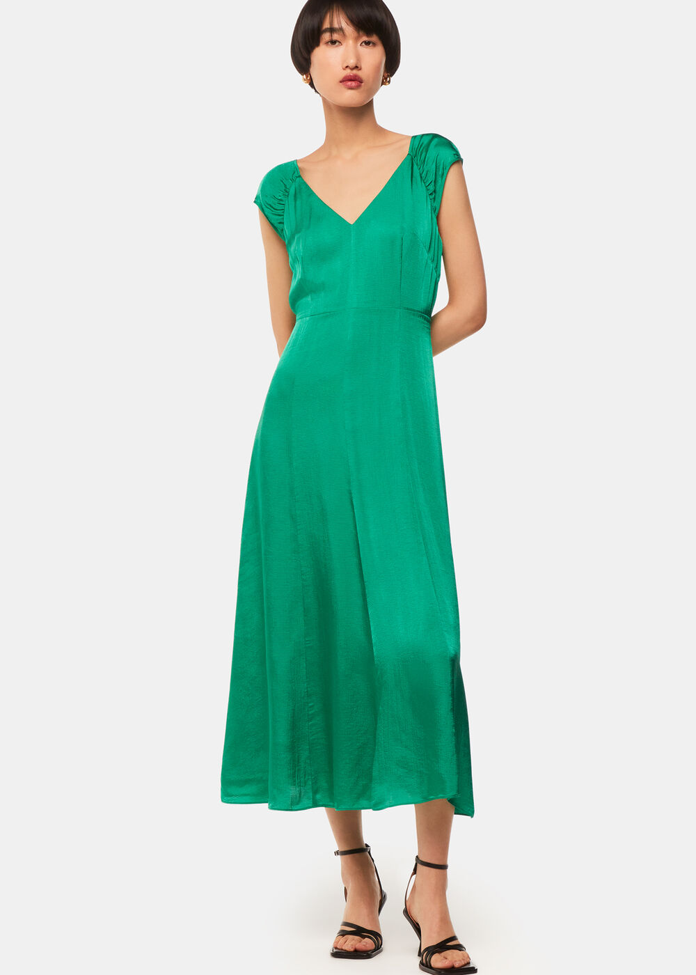 Arie Hammered Satin Midi Dress