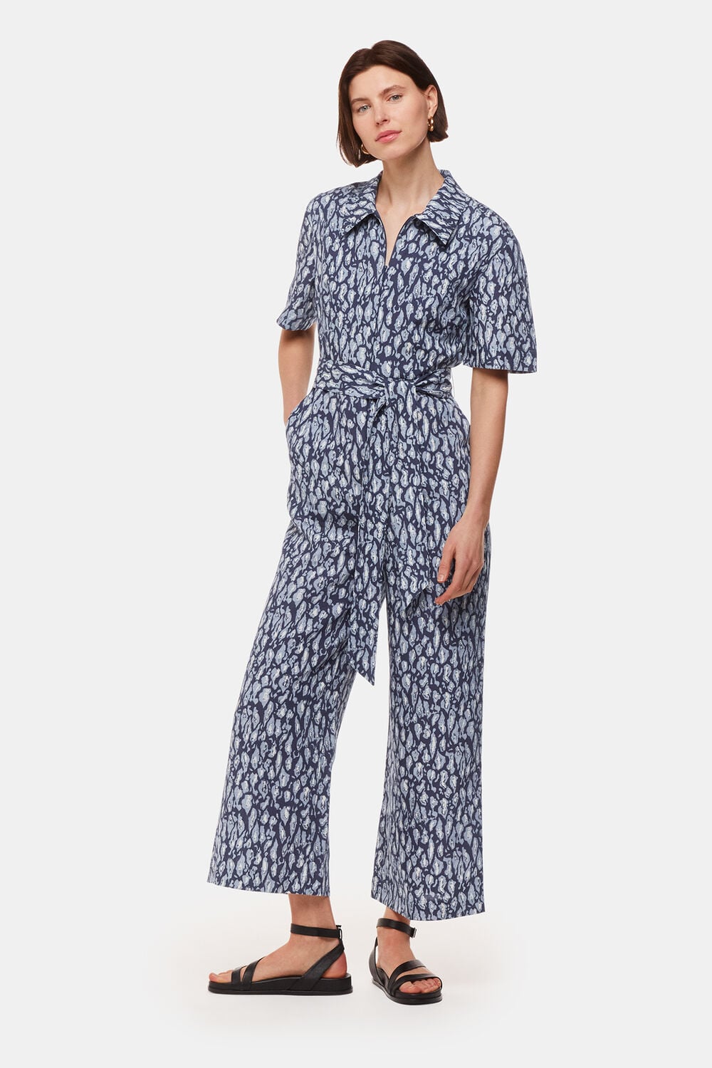 Leopard Linen Blend Jumpsuit