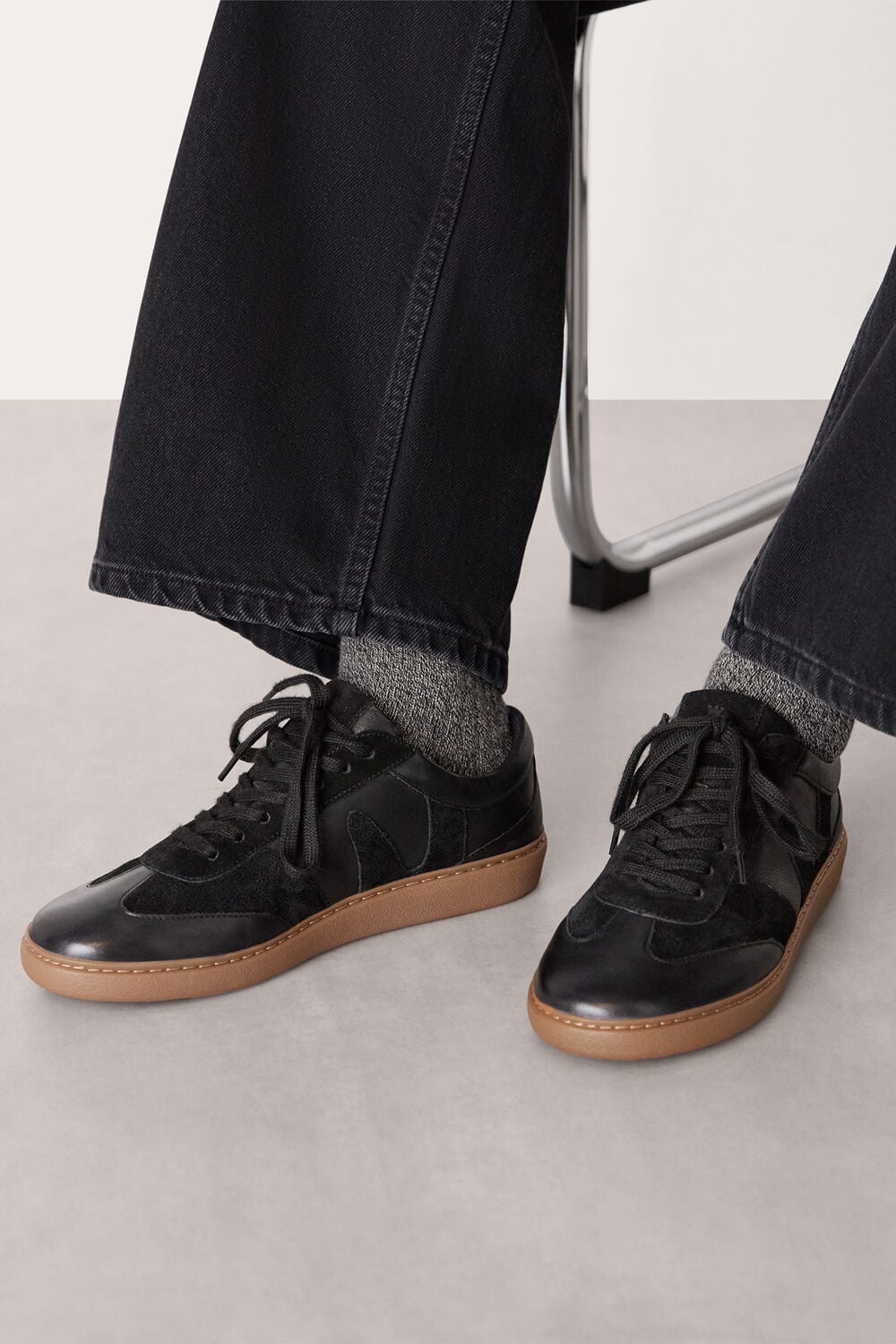 Black Suede Leather Mix Trainer
