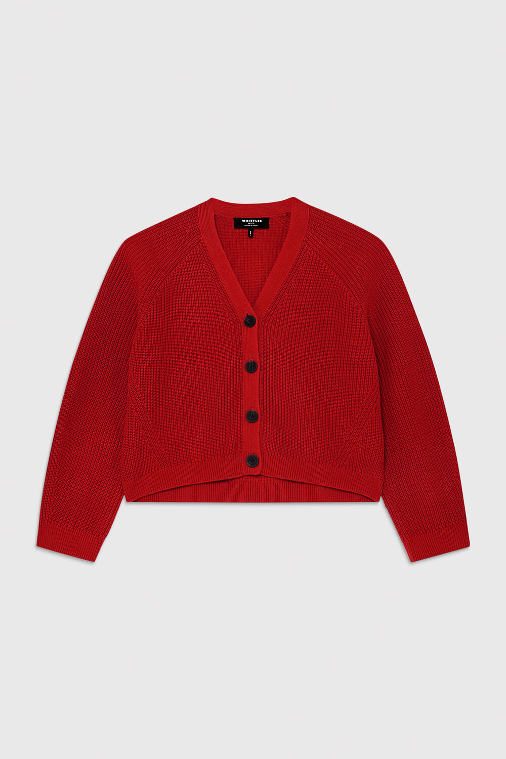 Red Petite V Neck Cotton Cardigan