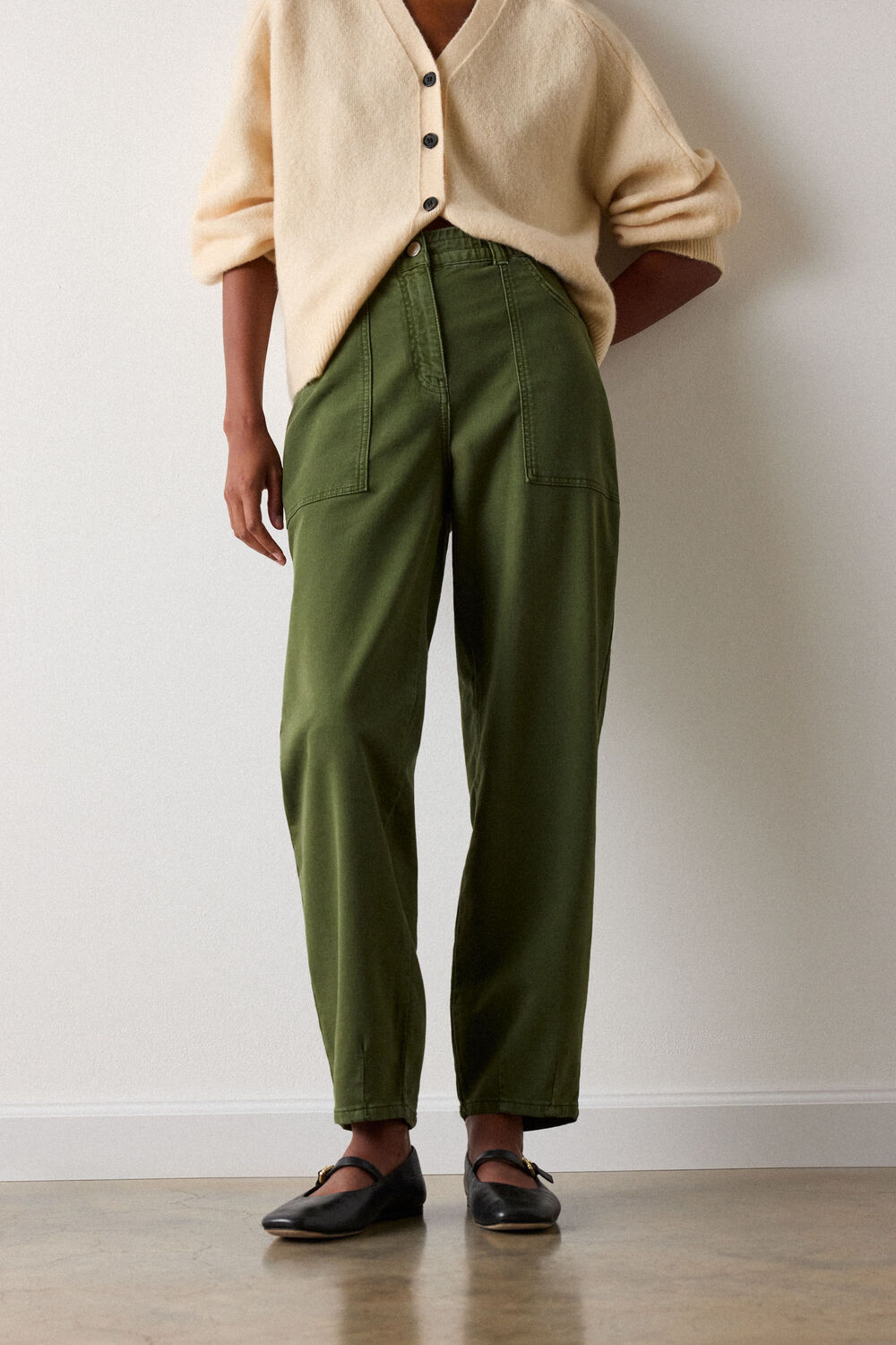 Khaki Full Length Cotton Trouser