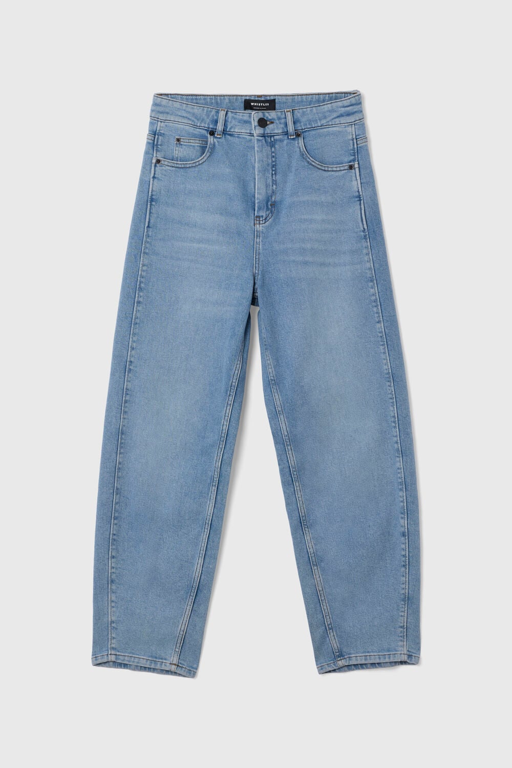 Light Wash Stretch Barrel Leg Jean