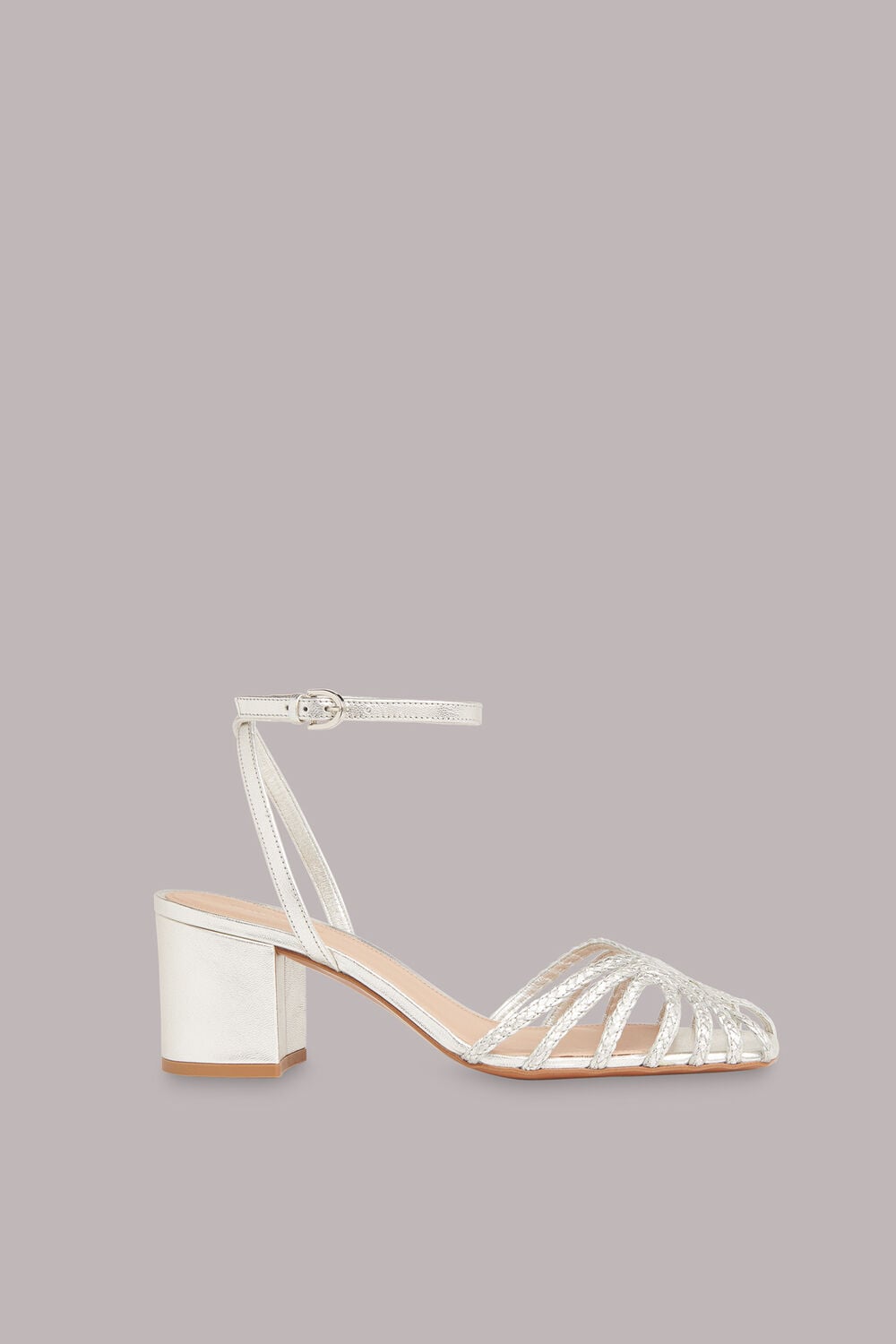Silver Blakely Plaited Heel Sandal
