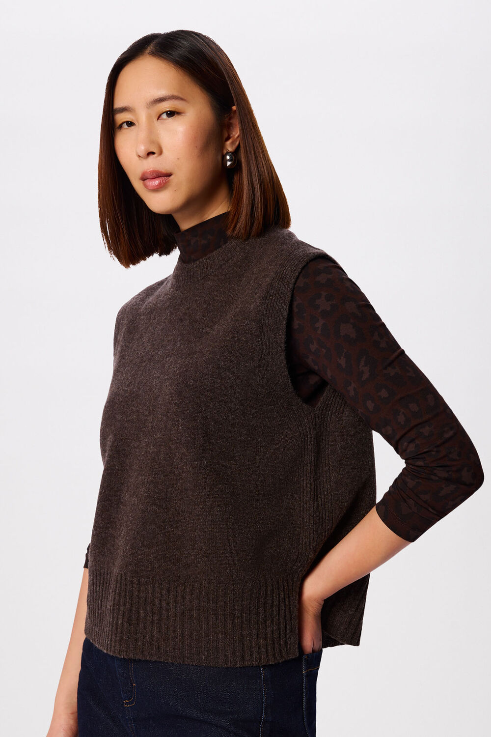 Leopard Print Animal Roll Neck Top