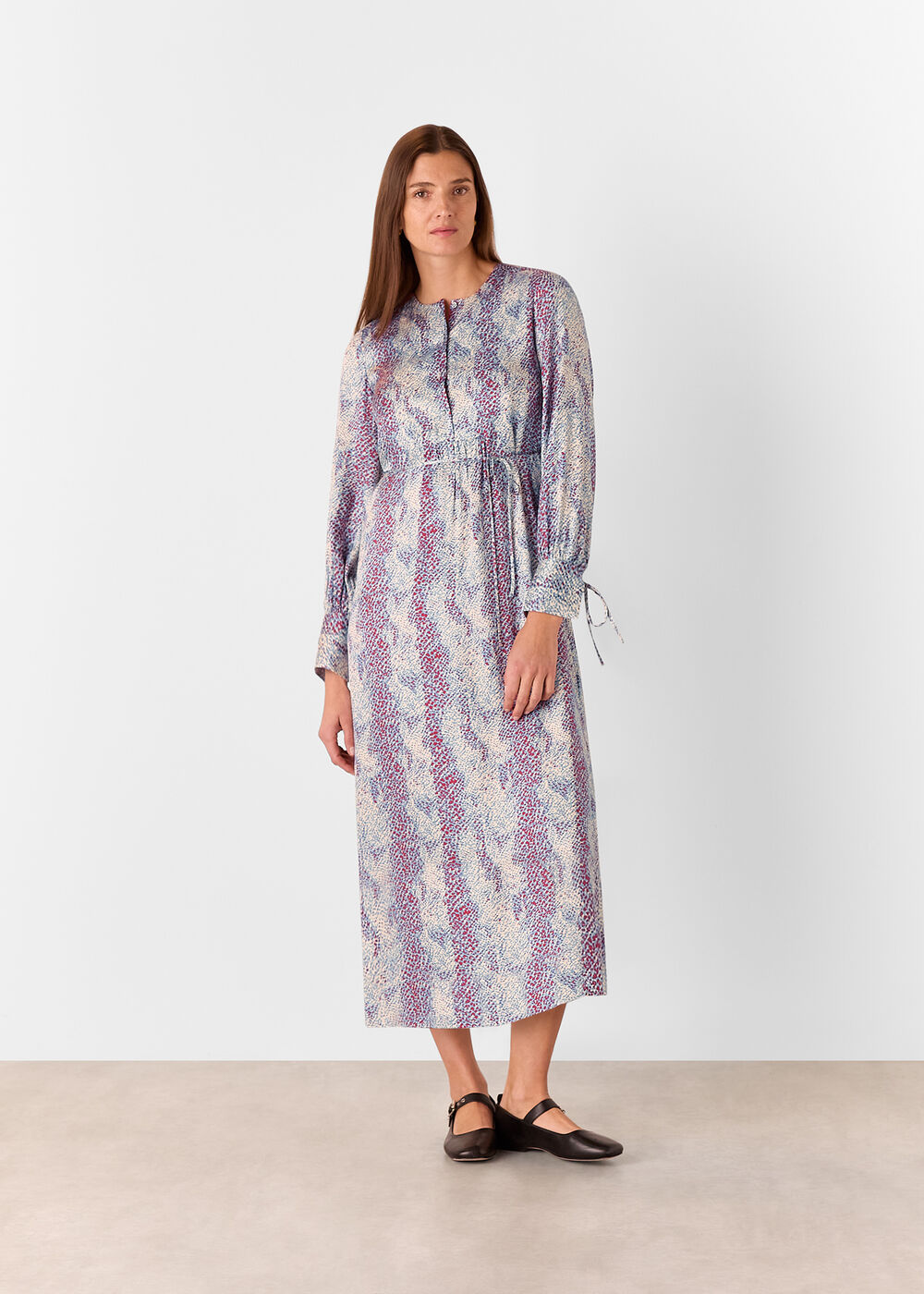 Mottled Snake Print Midi Dress