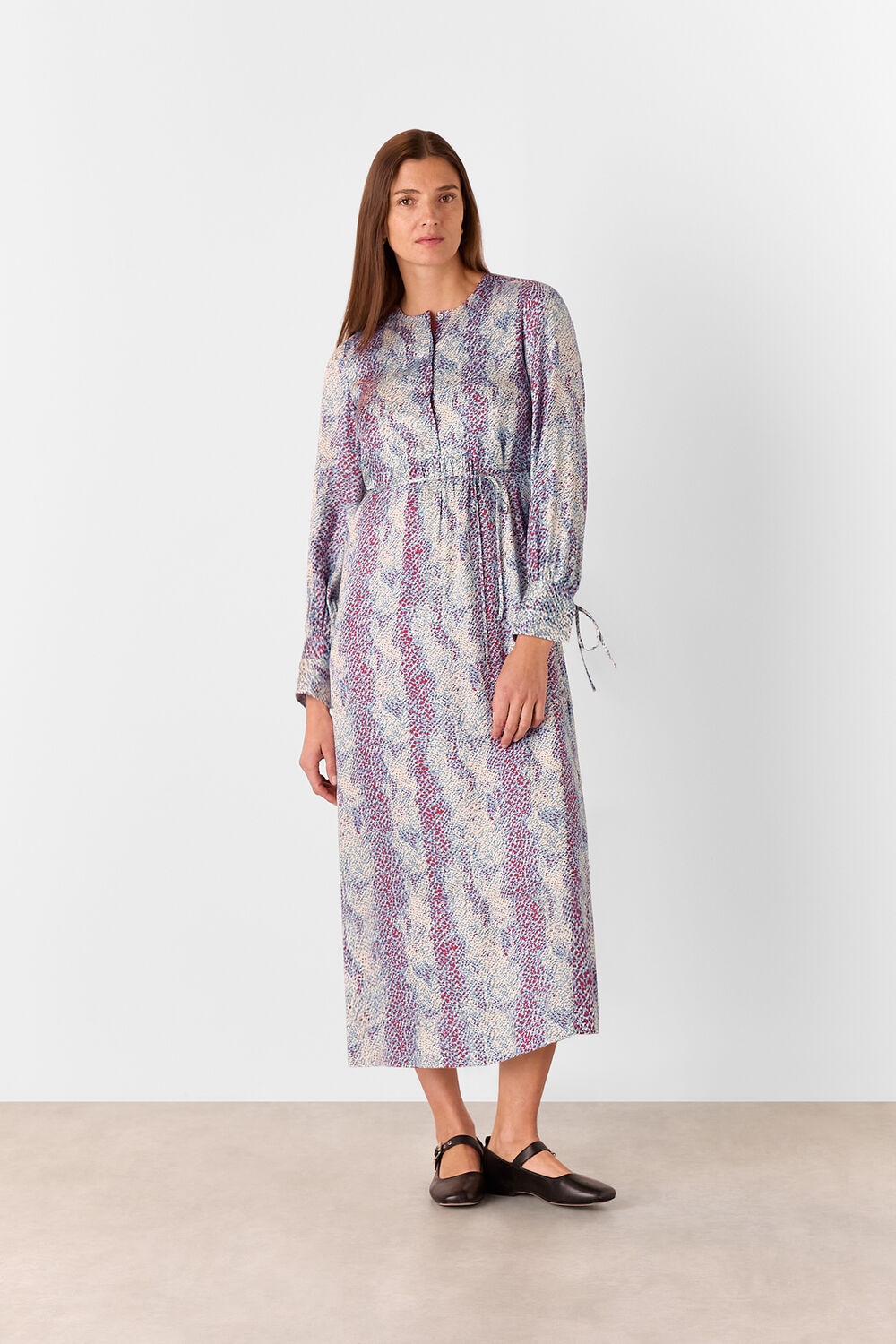Multicolour Mottled Snake Print Midi Dress