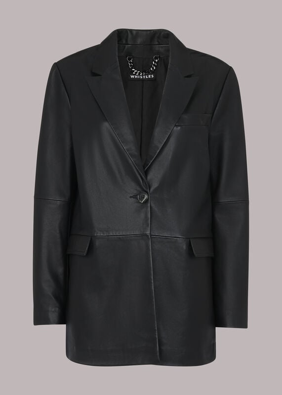 Black Stina Leather Blazer