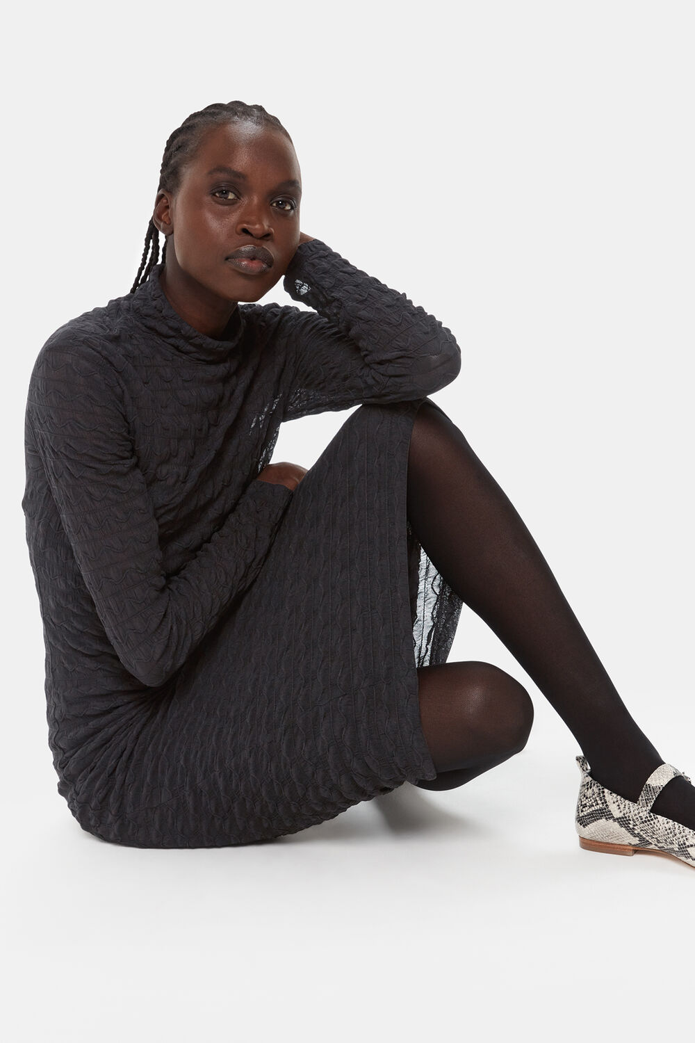 Textured Long Sleeve Dress
