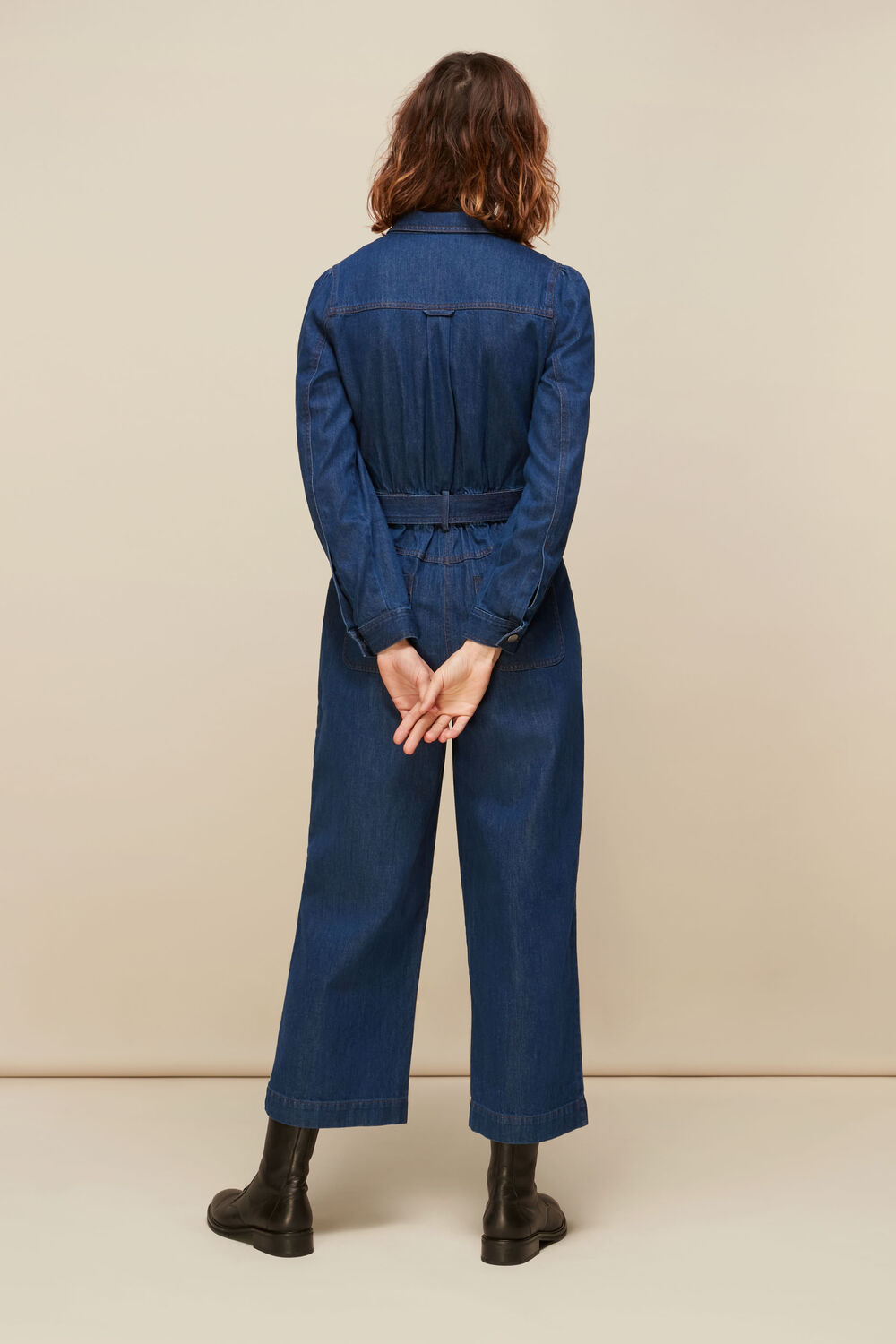 Denim Belted Jumpsuit