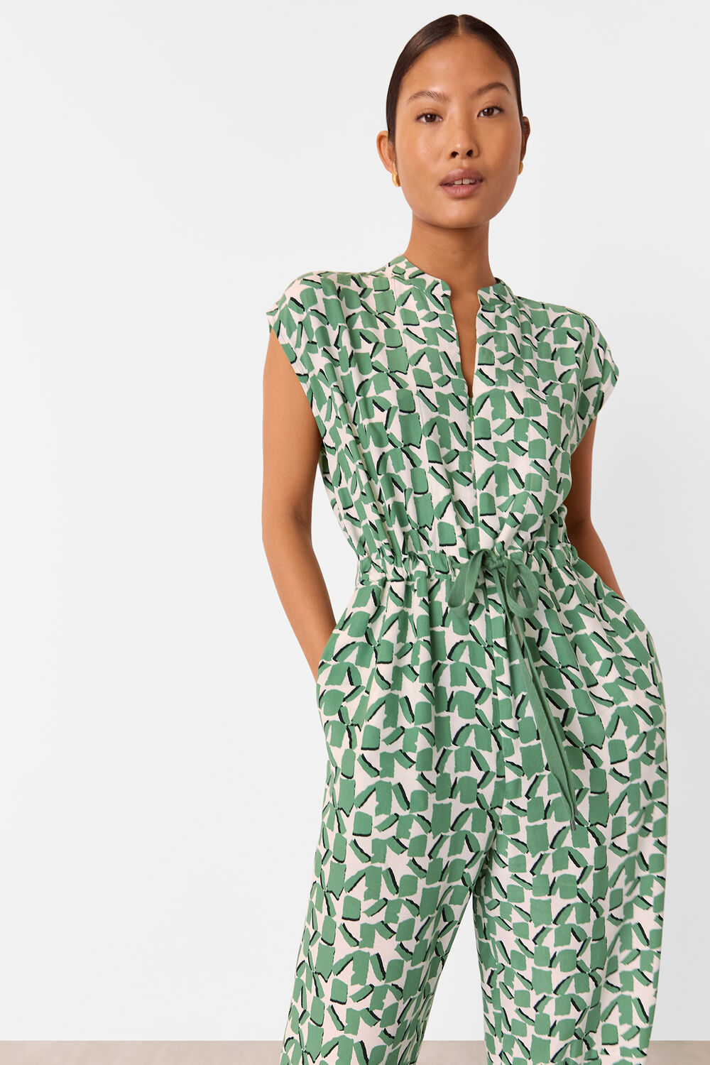 Petite Abstract Squares Jumpsuit