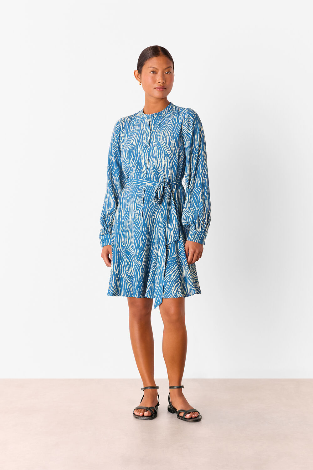 Blue Petite Zebra Flippy Mini Dress