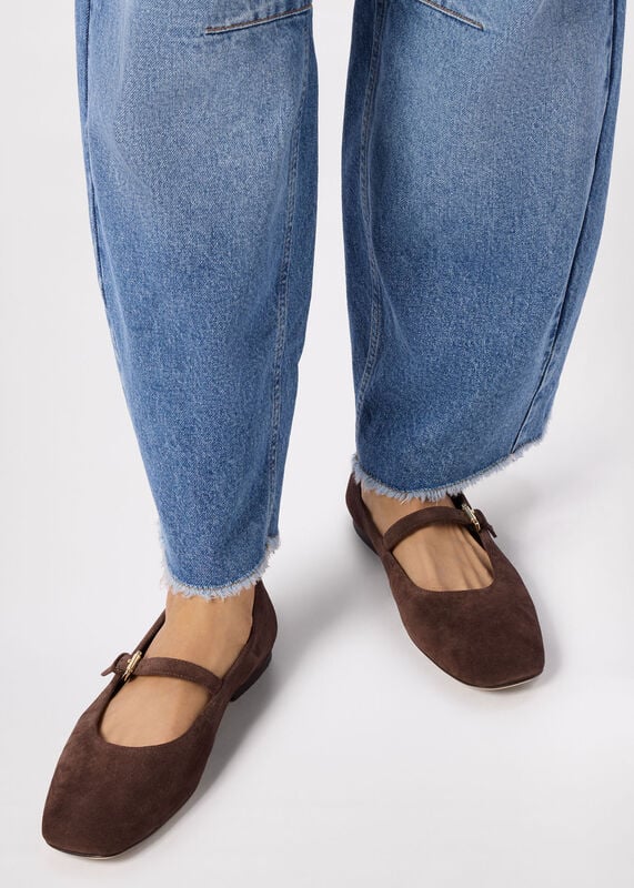 Chocolate Suede Mary Jane Ballet Pump