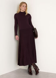 Funnel Neck Pleated Knit Dress