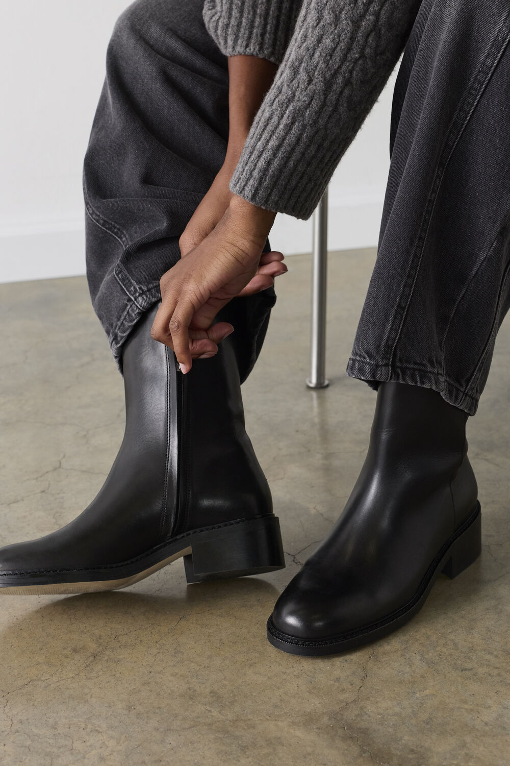 Black Clean Leather Chelsea Boot