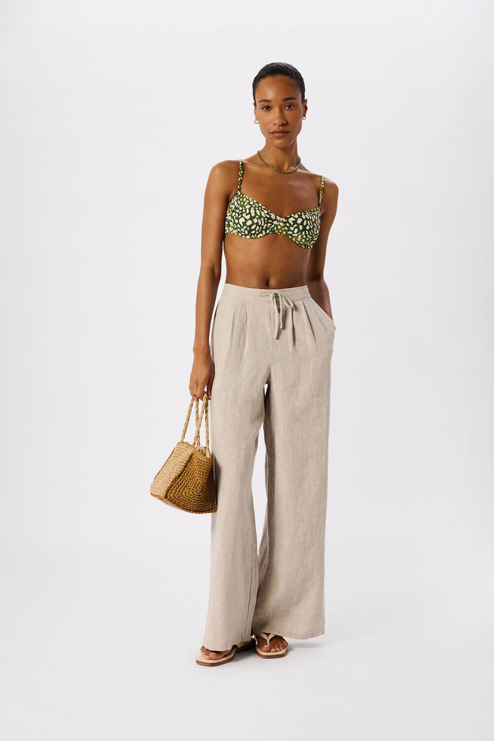 Green Animal Underwire Bikini Top
