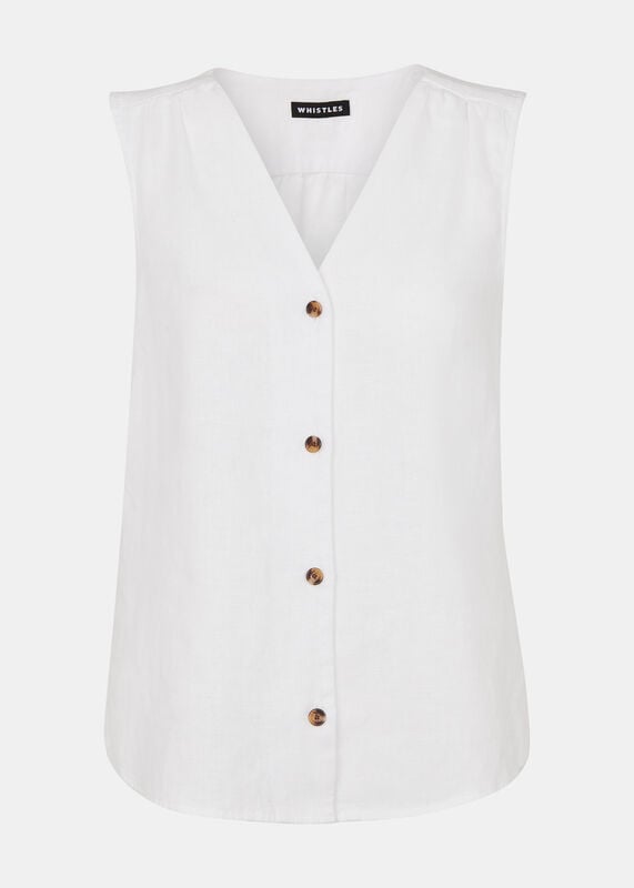 White Laura Linen Tank