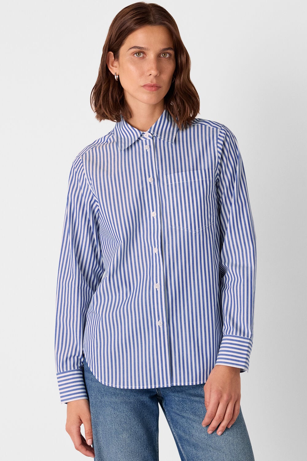 Blue Relaxed Fit Stripe Shirt