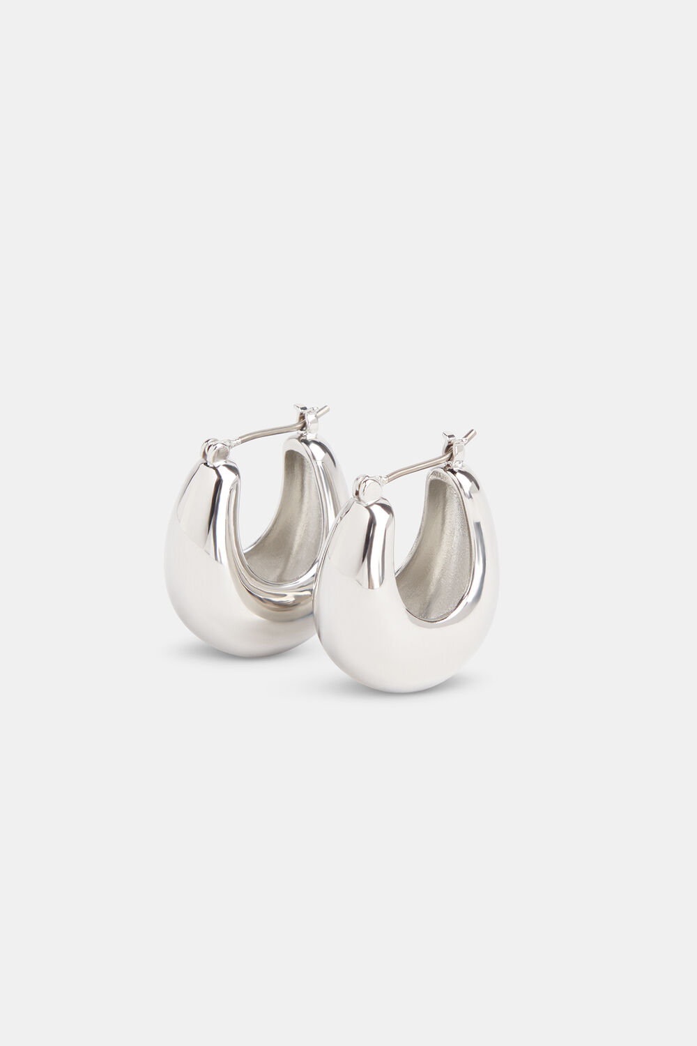 Silver Curved Hoop Earring