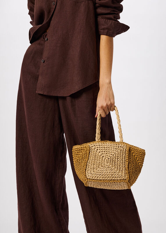 Multicolour Patchwork Straw Mini Bag