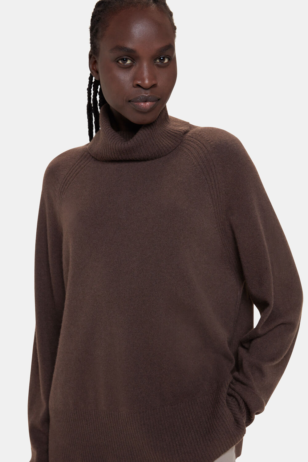 Brown Cashmere Turtleneck Sweater