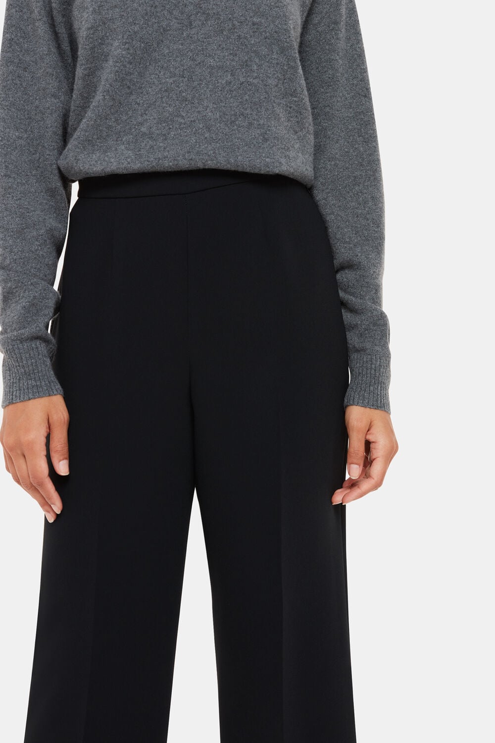 Black Wide Leg Cropped Trouser