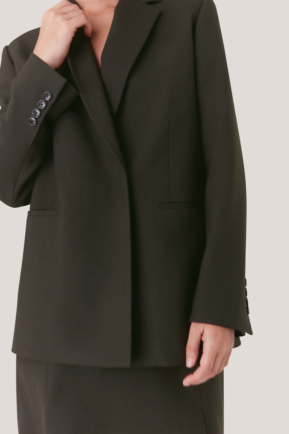 Dark Green Natalie Wool Blend Blazer