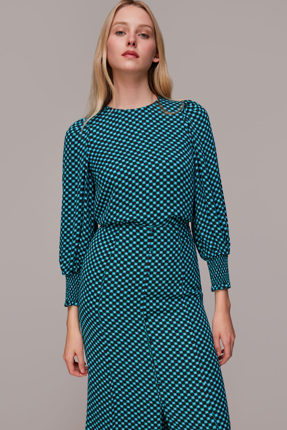 Multicolour Star Check Button Front Skirt