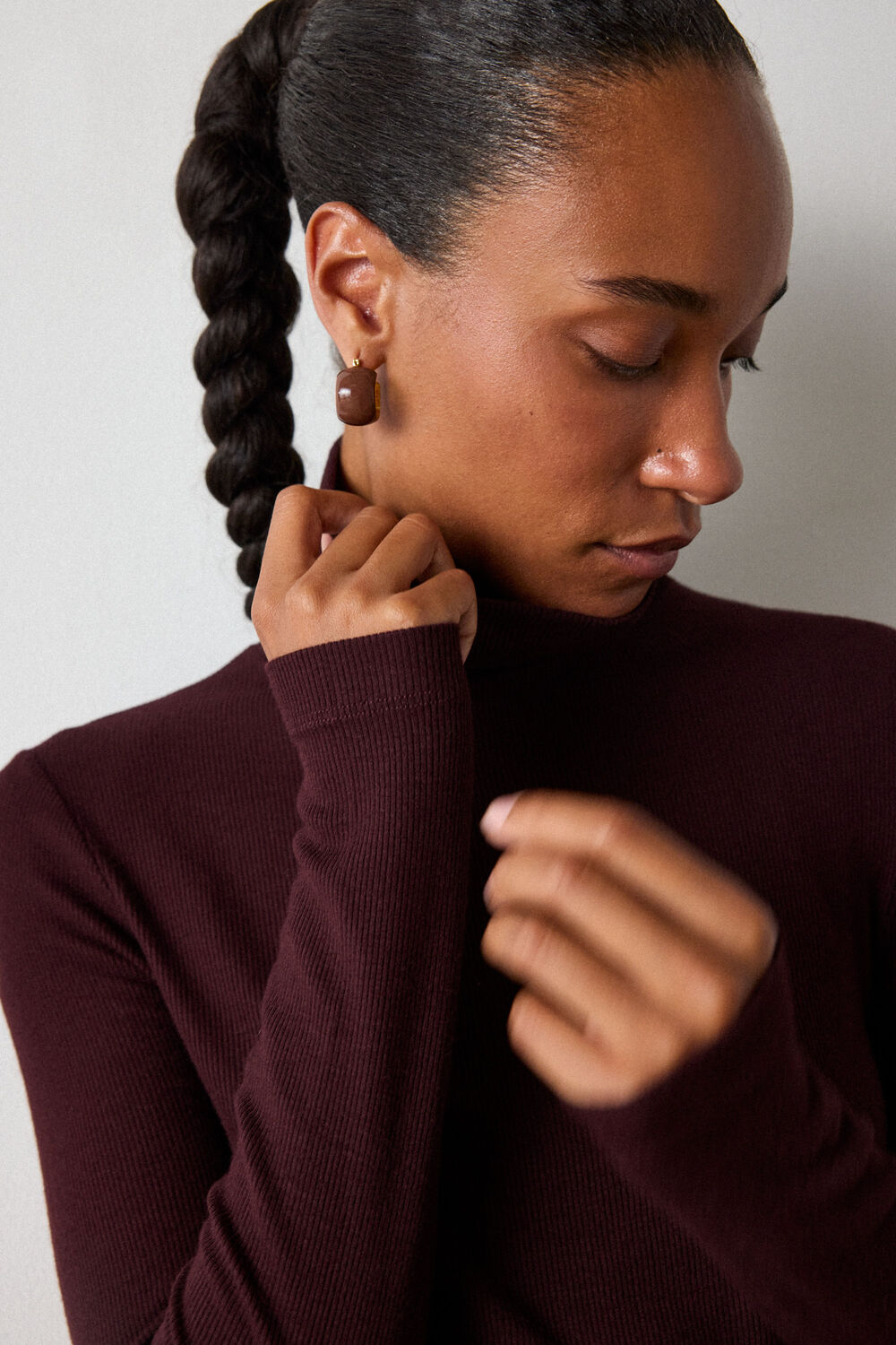 Burgundy Essential Ribbed Turtleneck