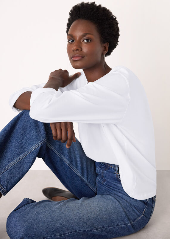 White Relaxed Long Sleeve Tee