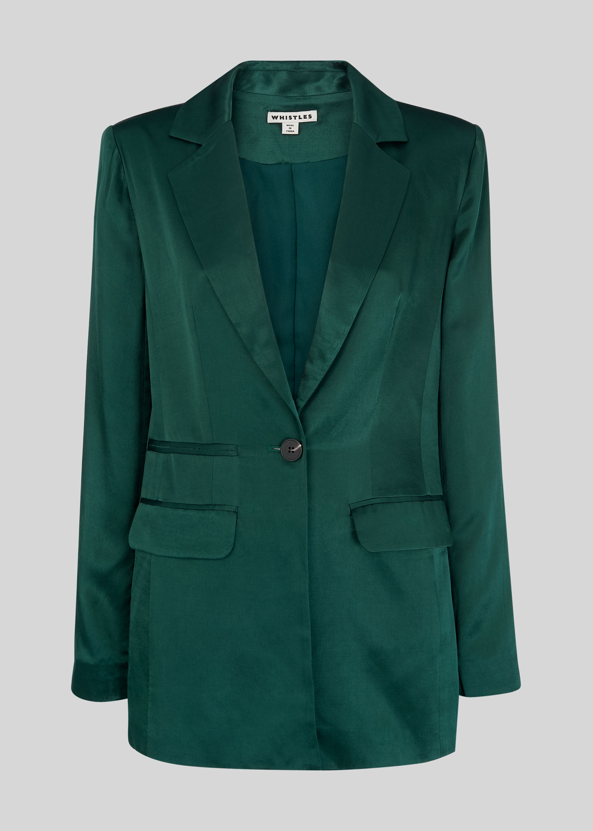 green silk blazer
