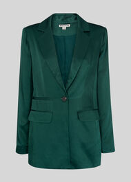 Satin Single Breasted Blazer Dark Green